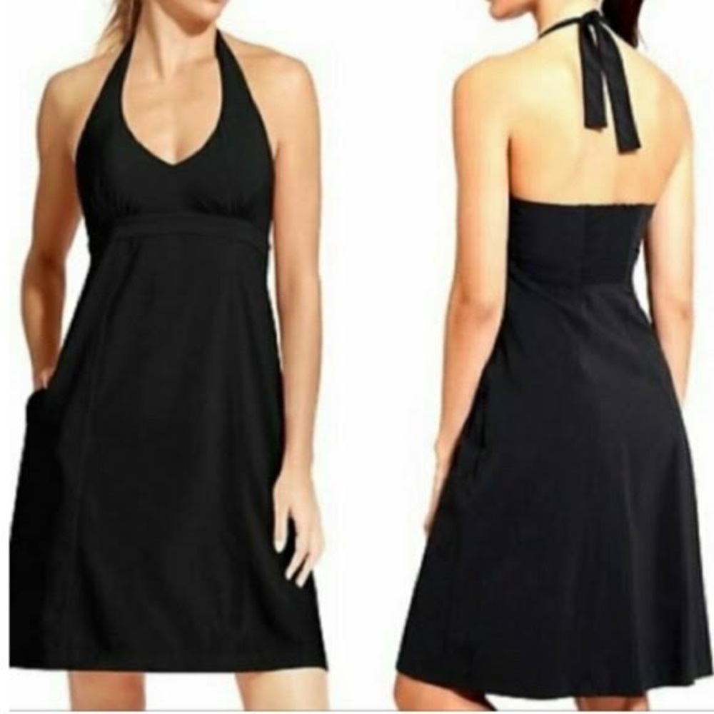 Athleta midi halter top dress with pockets